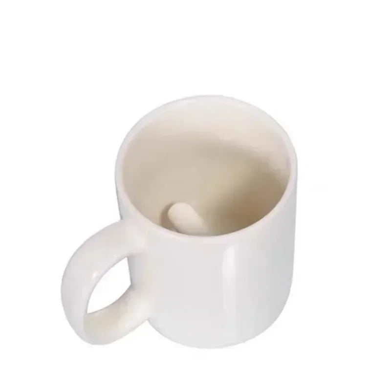 Creative Design White Middle Finger Mug Novelty Style Mixing Coffee Milk Cup Funny Ceramic Mug 300Ml Enough Capacity Water Cup