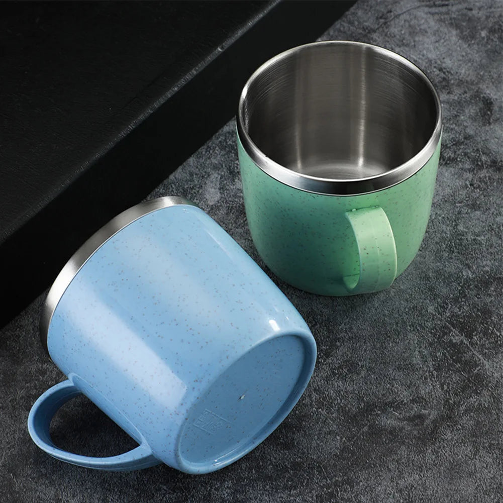 Coffee Mugs Stainless Steel Cup Anti-Scalding Double-Layer for Children Insulated Cup Milk Tea Water Bottle Shatterproof