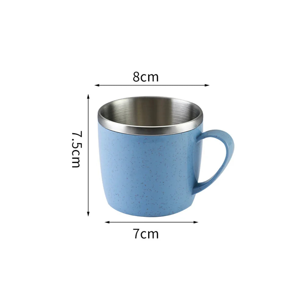 Coffee Mugs Stainless Steel Cup Anti-Scalding Double-Layer for Children Insulated Cup Milk Tea Water Bottle Shatterproof