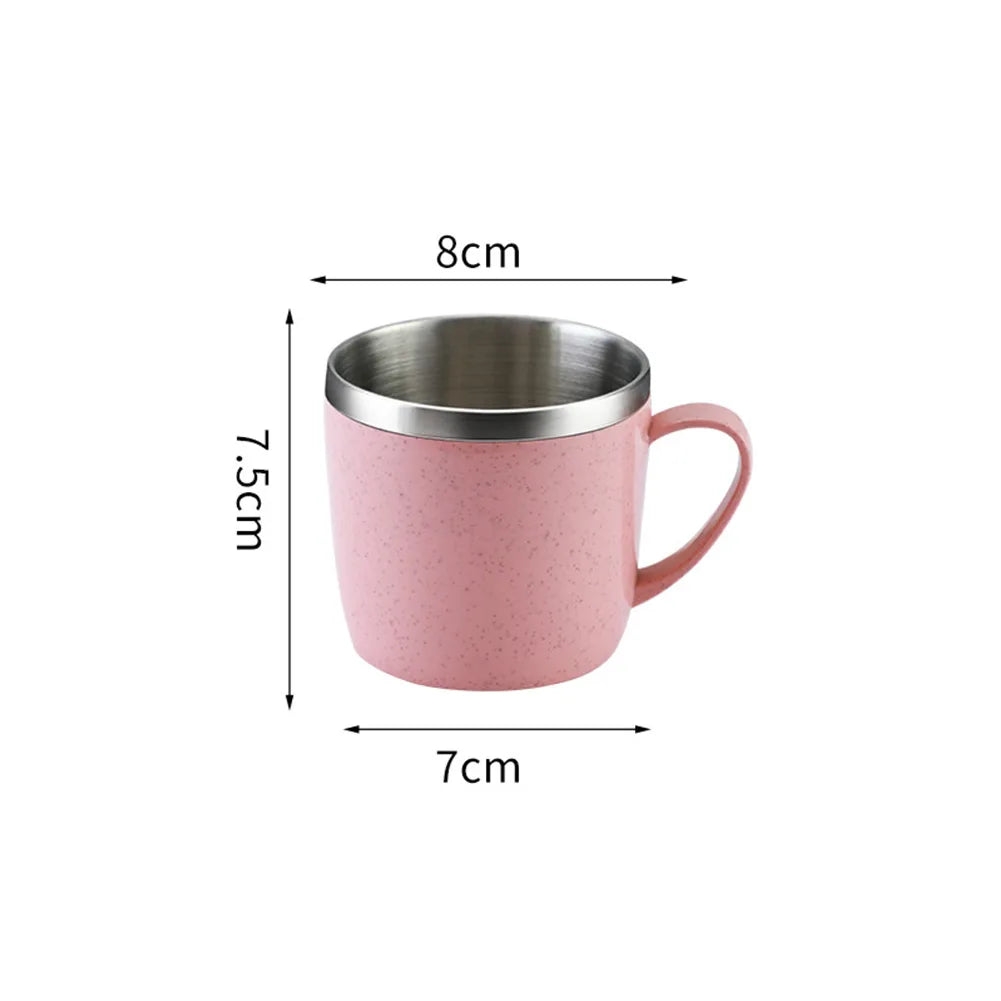 Coffee Mugs Stainless Steel Cup Anti-Scalding Double-Layer for Children Insulated Cup Milk Tea Water Bottle Shatterproof